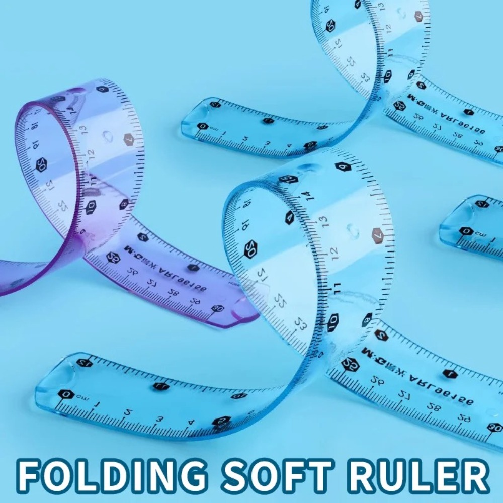Ruler Set Transparent - 1/3 Buah Penggaris Lembut Transparan, Tepi