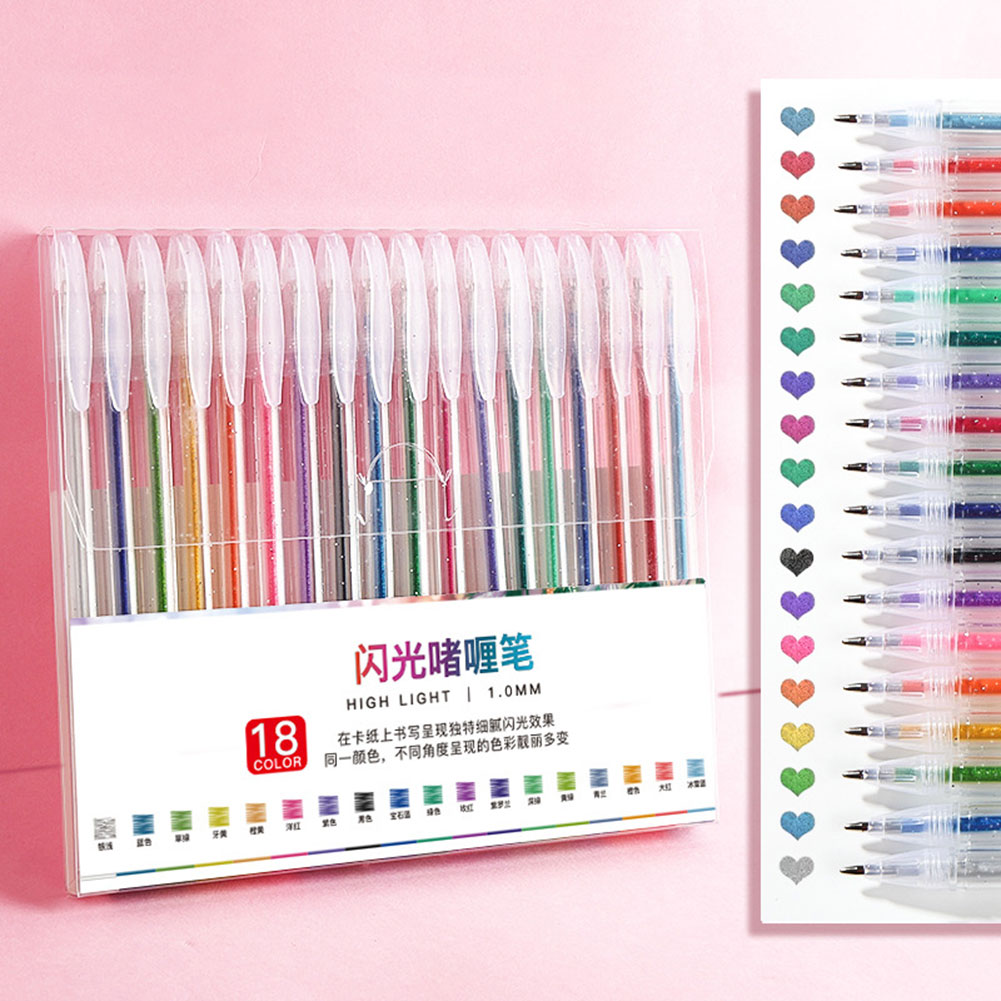Set Pulpen Gel Glitter Tinta M - Gel Ink Pen Set ulasan dan harga