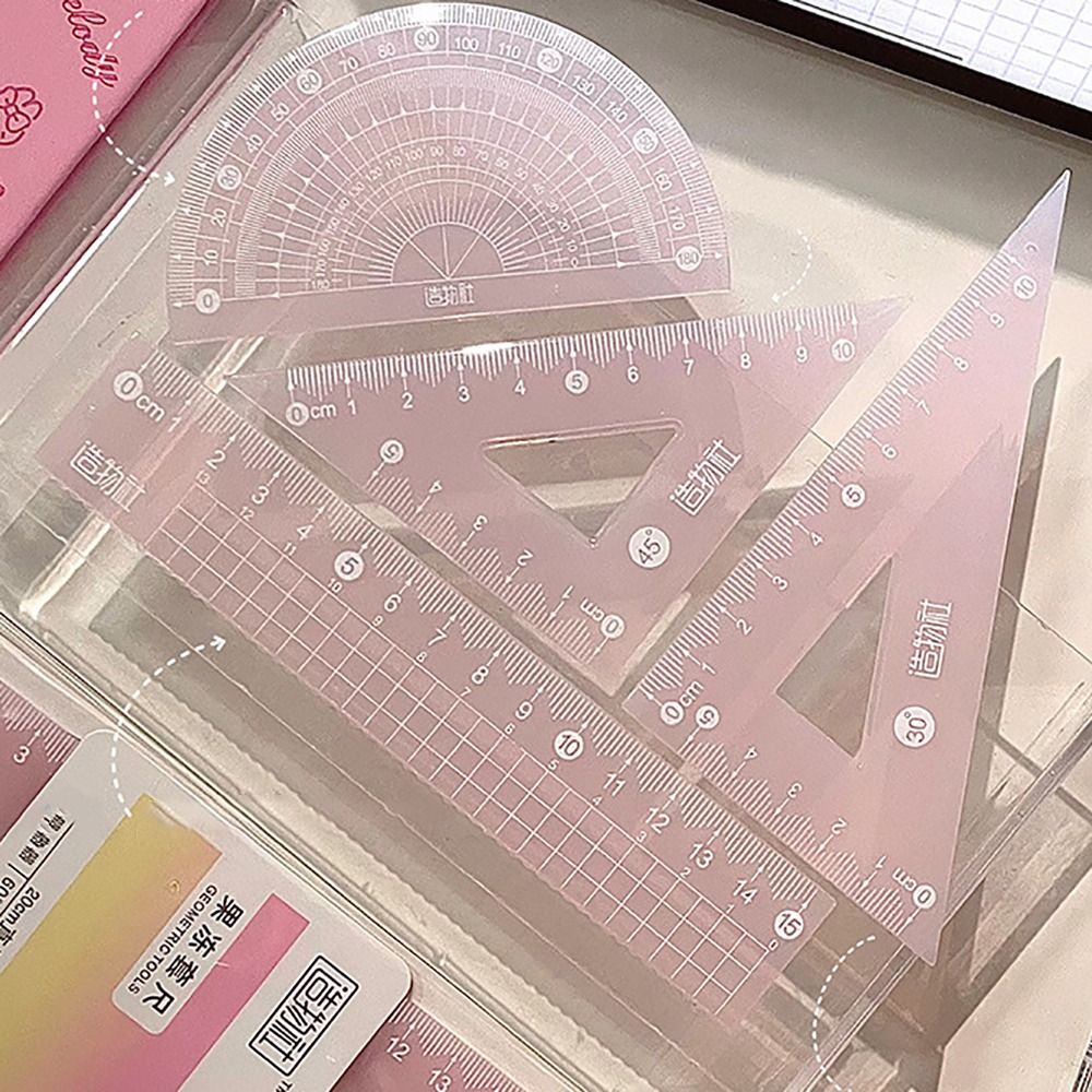 4 Buah/Set Set Penggaris Jelly - Ruler Set Transparent ulasan dan harga
