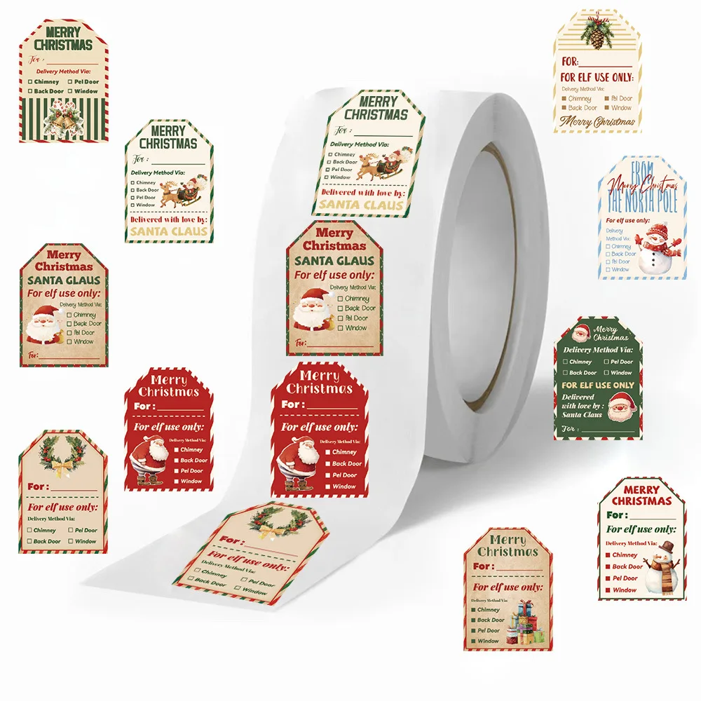 500Pcs Stiker Natal Gulungan,  - Label Printer Tape ulasan dan harga