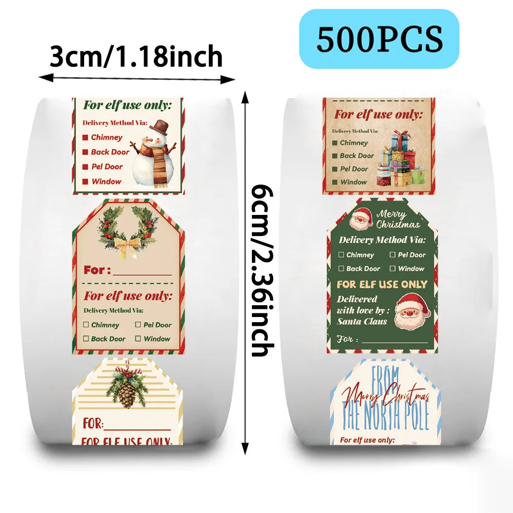 500Pcs Stiker Natal Gulungan,  - Label Printer Tape ulasan dan harga